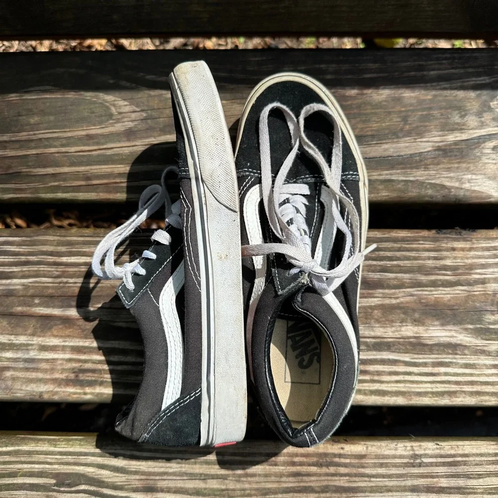 Vans Old Skool Black White Canvas Suede Low Top Skate Sneakers Women's 8 Men 6.5